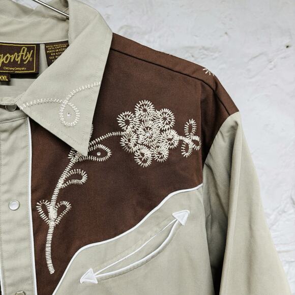 Dragonfly Shirt Pearl Snap Western Embroidered Rhinestones Long Sleeve Vintage - Picture 4 of 12